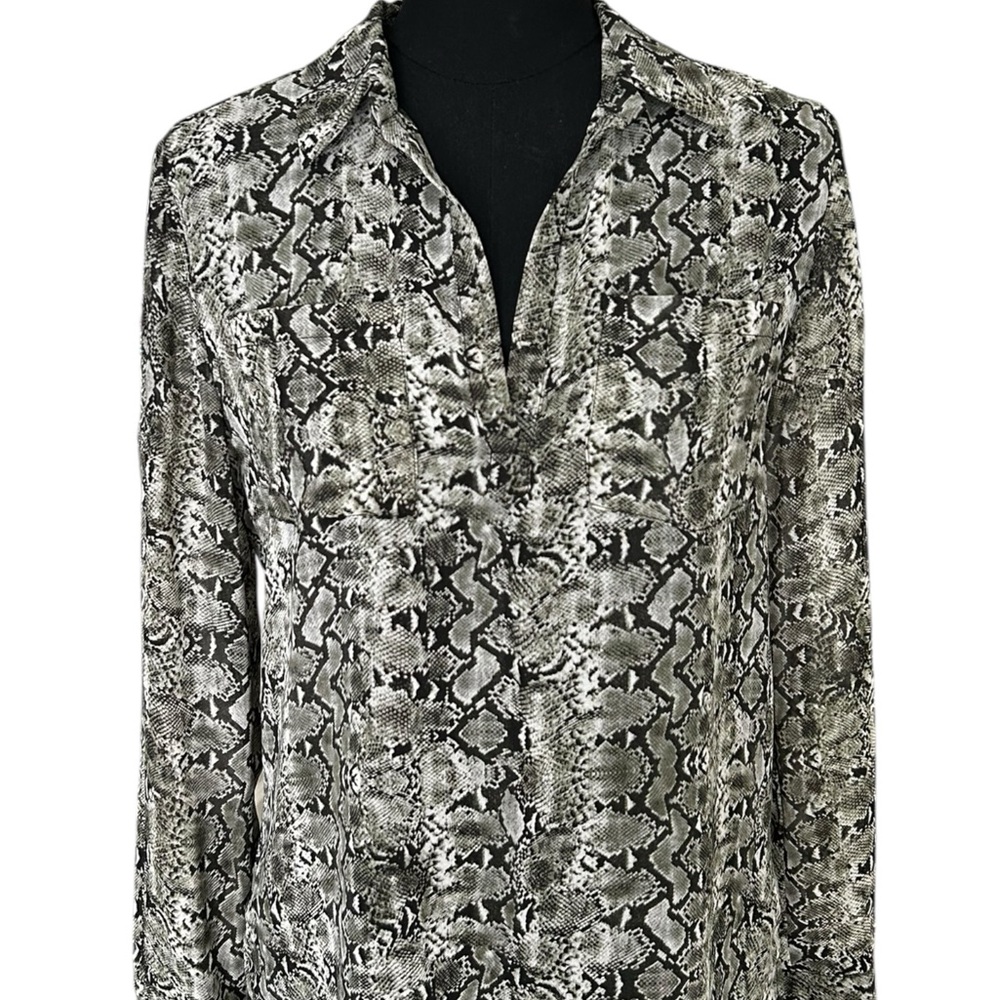 Lavender Brown Gray and Black Snake Print Blouse Size XS
